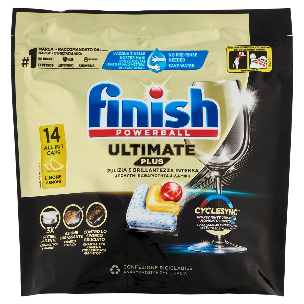 Finish Ultimate Plus All In One Lemon pastiglie lavastoviglie 14 lavaggi 170,8 g